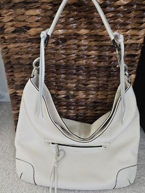 Rebecca Minkoff Cream Pebbled Leather Hobo Bag